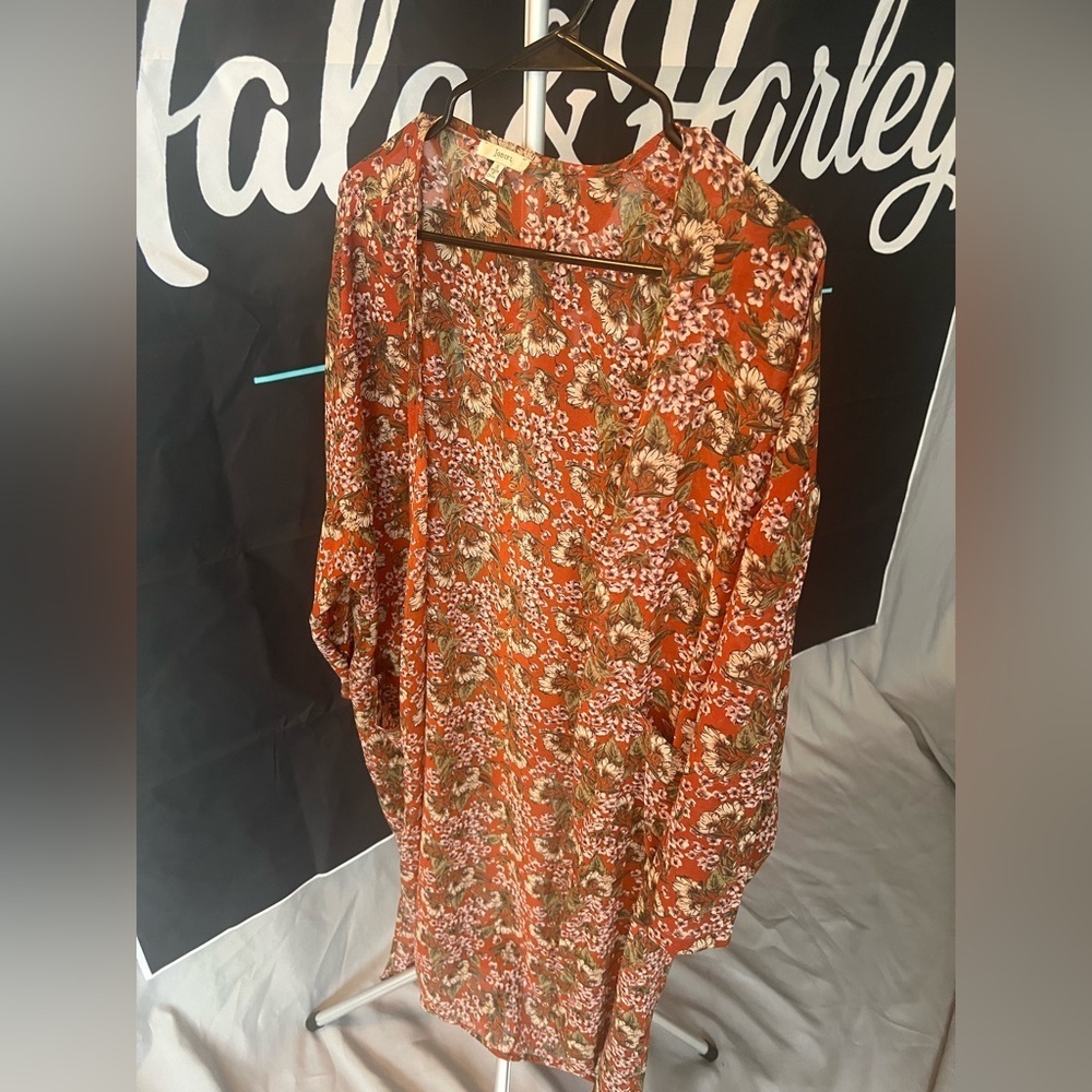 JODIFL Floral Kimono in Orange and Green